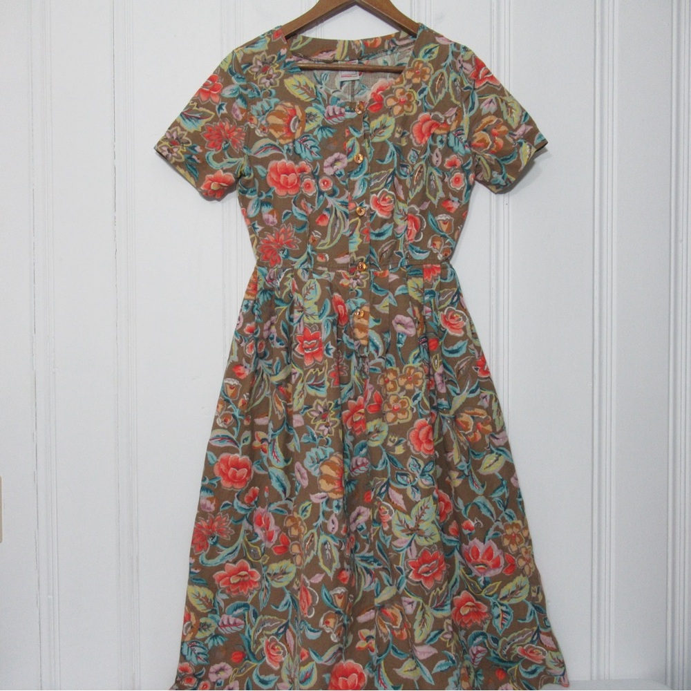 Stefanel Made in Italy Vintage Fit and Flare Floral Short Sleeve Dress Size M